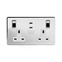 Soho Lighting Polished Chrome 2 Gang 65W USB C+C Socket (13A Socket + 2 USB C Ports)  White Inserts