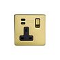 Soho Lighting Brushed Brass 1 Gang USB C+C Socket (13A Socket + 2 USB C 3.1A Ports) 