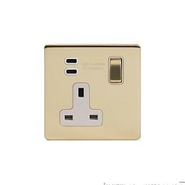 Brushed Brass 1 Gang USB C Socket
