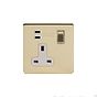 Brushed Brass 1 Gang USB C Socket
