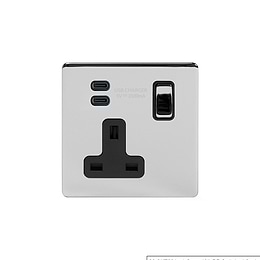 Polished Chrome 1 Gang USB C Socket

