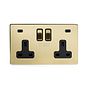 Brushed Brass 2 Gang USB C Socket
