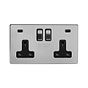 Soho Lighting Brushed Chrome 2 Gang USB C+C Socket (13A Socket + 2 USB C 4.8A Ports) 