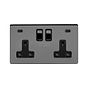 Soho Lighting Black Nickel 2 Gang USB C+C Socket (13A Socket + 2 USB C 4.8A Ports) 