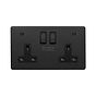 Soho Lighting Matt Black 2 Gang USB C+C Socket (13A Socket + 2 USB C 4.8A Ports)