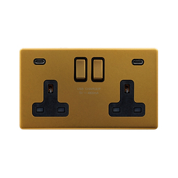 Antique Gold 2 Gang USB C Socket
