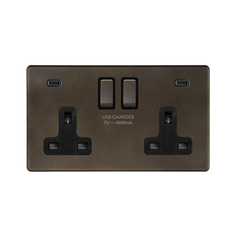 Vintage Brass 2 Gang USB C Socket
