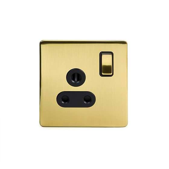 Soho Lighting Brushed Brass 5a Socket with Switch Black Ins