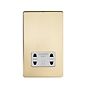 Soho Lighting Brushed Brass Shaver Socket 230/115V Plate Wht Ins Screwless