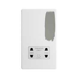 Soho Lighting Primed Paintable Shaver Socket Dual Voltage 115/230v with White Insert