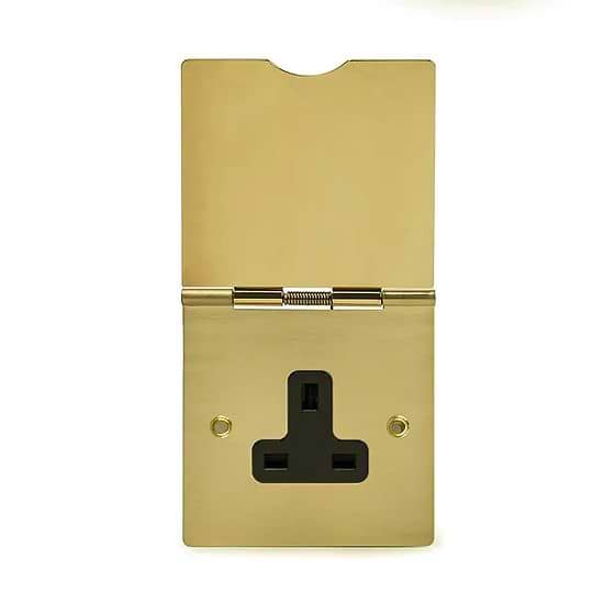 Soho Lighting Brushed Brass 13A 1 Gang Floor Socket Blk Ins 