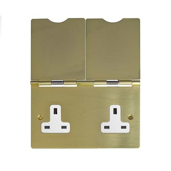 Soho Lighting Brushed Brass 13A 2 Gang Floor Socket Wht Ins 