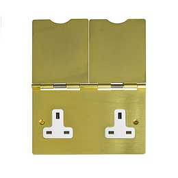 Soho Lighting Brushed Brass 13A 2 Gang Floor Socket Wht Ins 