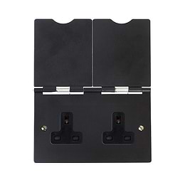 Soho Lighting Matt Black 13A 2Gang Floor Socket Blk Ins