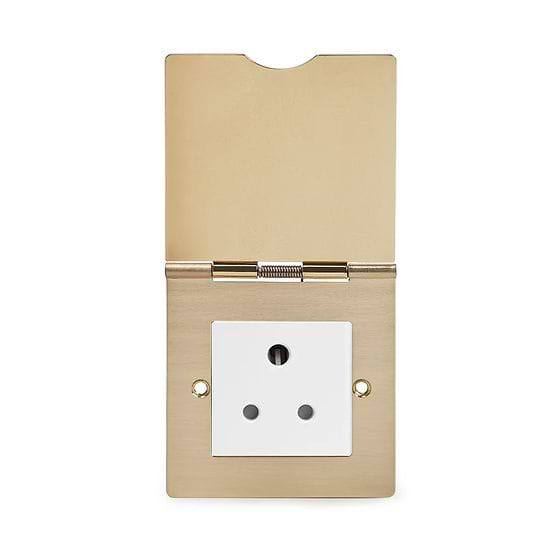 Soho Lighting Brushed Brass 5 Amp Floor Socket 1 Gang White Inserts