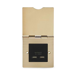 Soho Lighting Brushed Brass USB Charger Floor Socket 1 Gang Blk Ins
