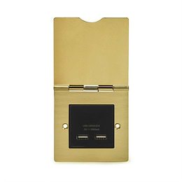 Soho Lighting Brushed Brass USB Charger Floor Socket 1 Gang Blk Ins