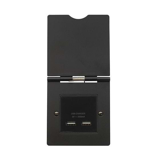 Soho Lighting Matt Black USB Charger Floor Socket 1 Gang Blk Ins