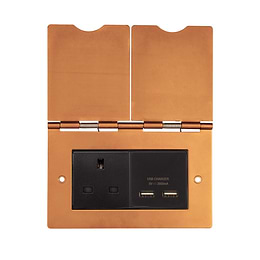 Soho Lighting Antique Copper Double Floor Outlet 13A Socket & USB Charger