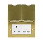Soho Lighting Brushed Brass Screwless Double Floor Outlet 13A Socket & USB Charger White Inserts