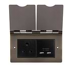 Soho Lighting Antique Brass Screwless Double Floor Outlet 5Amp Socket & USB Charger