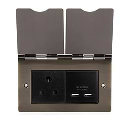 Soho Lighting Antique Brass Screwless Double Floor Outlet 5Amp Socket & USB Charger