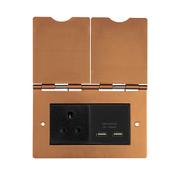 Soho Lighting Antique Copper Double Floor Outlet 5Amp Socket & USB Charger