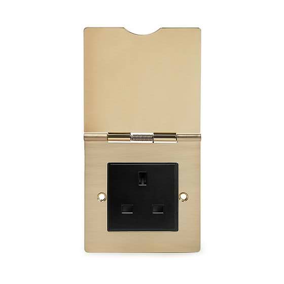 Soho Lighting Brushed Brass 13A Euromod Floor Outlet Socket 1 Gang Blk Ins