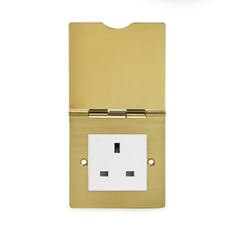 Soho Lighting Brushed Brass 13A 1Gang Euromod Floor Socket White Inserts