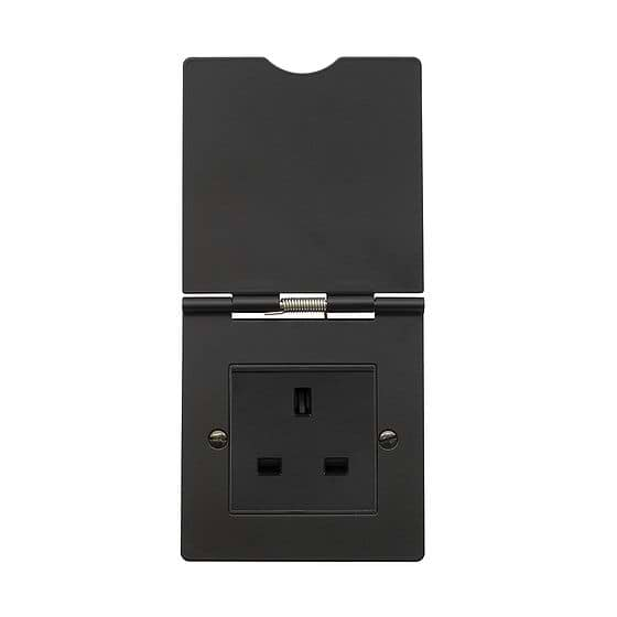 Soho Lighting Matt Black 13A 1Gang Euromod Floor Socket Blk Ins