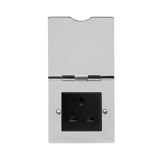 Soho Lighting Polished Chrome 13A Euromod Floor Outlet Socket 1 Gang Blk Ins