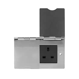 Soho Lighting Brushed Chrome 13A 2 Gang Euromod Floor Socket Blk Ins 