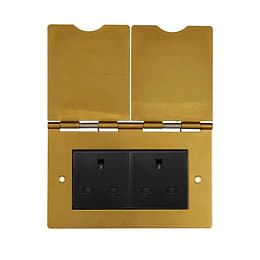 Soho Lighting Antique Gold 13A 2 Gang Euromod Floor Socket 
