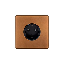 Soho Lighting Antique Copper 16A 1 Gang Euro Schuko Socket