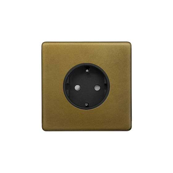 Soho Lighting Old Brass 16A 1 Gang Euro Schuko Socket