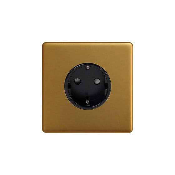 Antique Gold 1 Gang Schuko Socket
