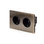 Soho Lighting Antique Brass 16A 2 Gang Euro Schuko Socket Blk Ins Screwless