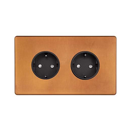 Antique Copper 2 Gang Schuko Socket