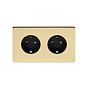 Soho Lighting Brushed Brass 16A 2 Gang Euro Schuko Socket Blk Ins Screwless