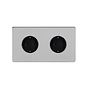 Soho Lighting Brushed Chrome 16A 2 Gang Euro Schuko Socket Blk Ins Screwless