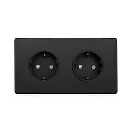 Soho Lighting Matt Black 16A 2 Gang Euro Schuko Socket Blk Ins Screwless