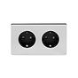 Soho Lighting Polished Chrome 16A 2 Gang Euro Schuko Socket Blk Ins Screwless