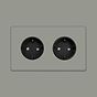 Soho Lighting Primed Paintable 16A 2 Gang Euro Schuko Socket with Black Insert