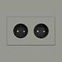 Soho Lighting Primed Paintable 16A 2 Gang Euro Schuko Socket with Black Insert