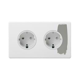 Soho Lighting Primed Paintable 16A 2 Gang Euro Schuko Socket with White Insert