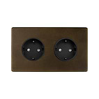 Soho Lighting Vintage Brass 16A 2 Gang Euro Schuko Socket