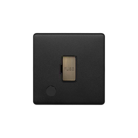 Soho Lighting Matt Black and Antique Brass 13A Unswitched Fused Connection Unit (FCU) Flex Outlet