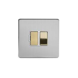 Soho Lighting Brushed Chrome & Brushed Brass 13A Switched Fused Connection Unit (FCU) White Inserts Screwless