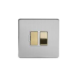 Soho Lighting Brushed Chrome & Brushed Brass 13A Switched Fused Spur (FCU) White Inserts Screwless