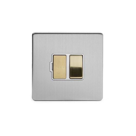 Soho Lighting Brushed Chrome & Brushed Brass 13A Switched Fused Spur (FCU) White Inserts Screwless